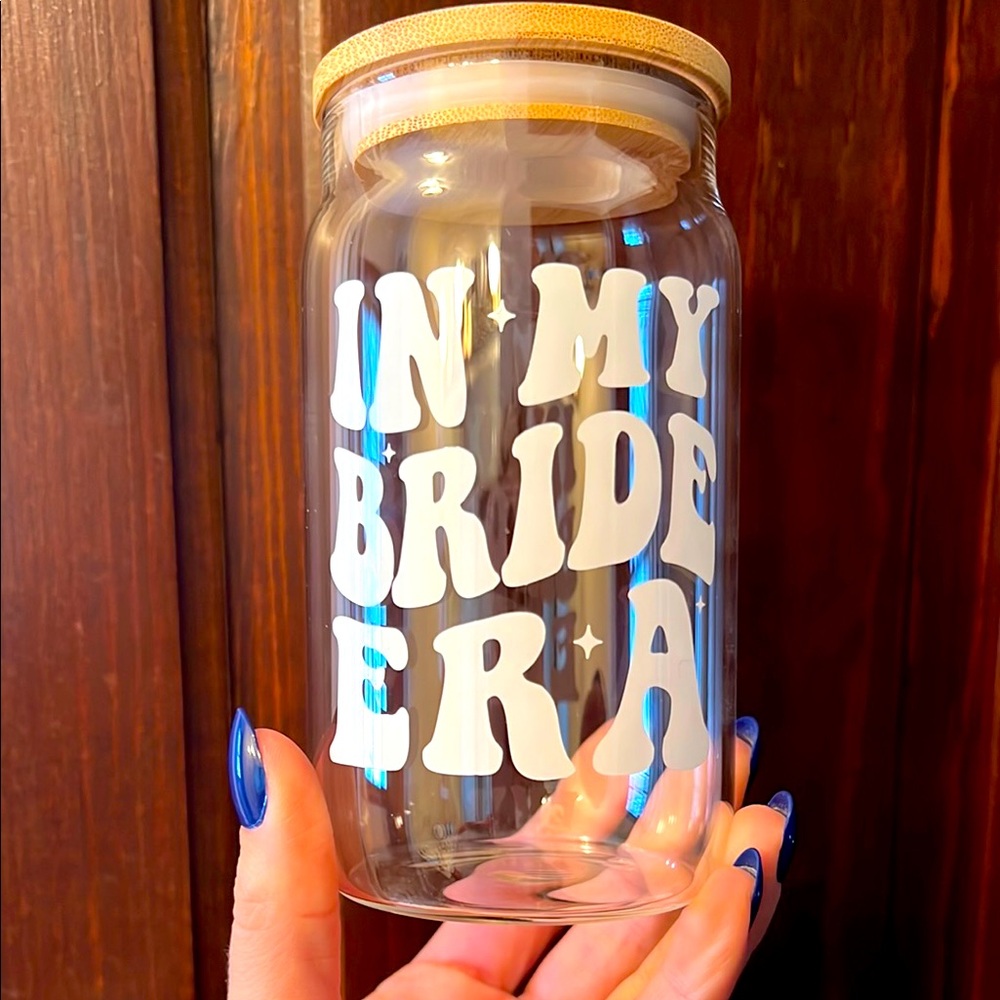 In My Bride Era Glass Cup With Straw